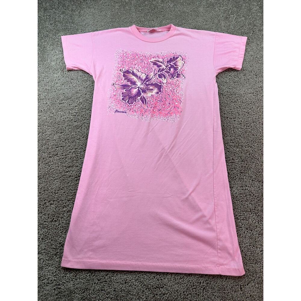 VINTAGE Hawaiian Flavor Shirt Womens OS Pink Glitter Oversized Beach Cover Up *